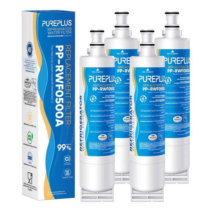Pure Plus PUREPLUS 4396508 Refrigerator Water Filter  Replacement for EDR5RXD1  EveryDrop Filter 5  4396510  4392857  Kenmore 46-9010  9085  LC400V  WF-NLC240V  RFC0500A  WF285  W10186668  4Pack - Image 1